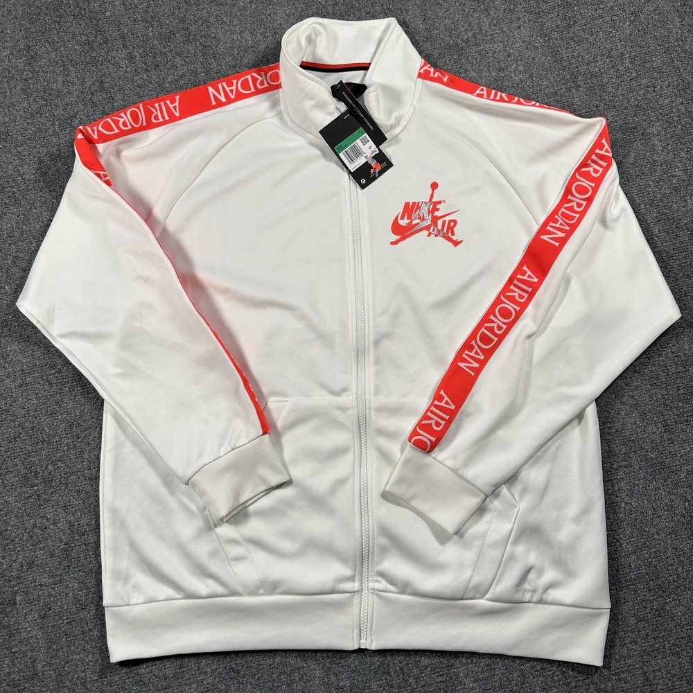 Jordan Jacket Mens XL White Air Jordan Tape Full Zip Track Athletic Logo